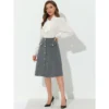 Allegra K Women's Button Decor Work A-Line Formal Knee Length Skirt