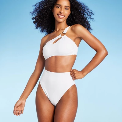 Women's High Waist Cheeky Bikini Bottom - Shade & Shore™ White - Image 2
