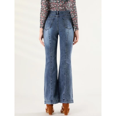 Allegra K Women's Retro High Waist Stretchy Flare Denim Jeans - Image 4