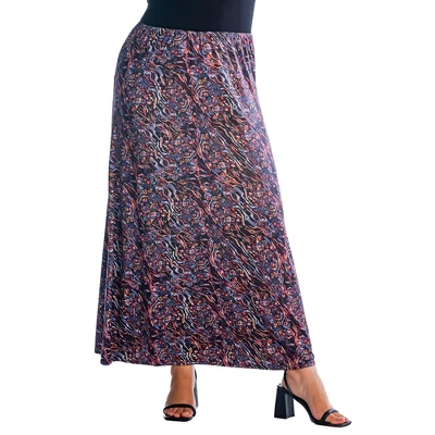 Womens Plus Size Abstract Floral A Line Maxi Skirt - Image 4