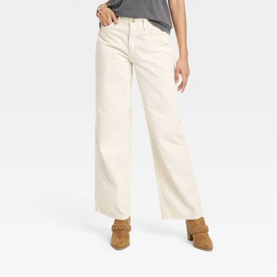 Women's High-Rise Wide Leg Jeans - Universal Thread™ Off-White - Image 3