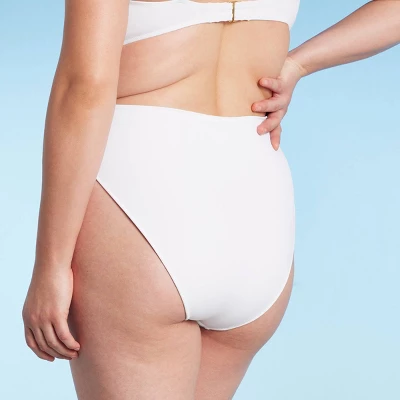 Women's High Waist Cheeky Bikini Bottom - Shade & Shore™ White - Image 4
