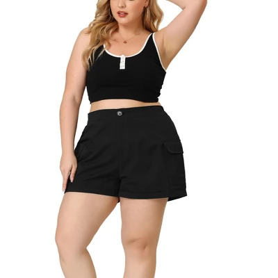 Agnes Orinda Women's Plus Size Short Elastic Back Zipper Trucker Pocket Summer Cargo Shorts - Image 6