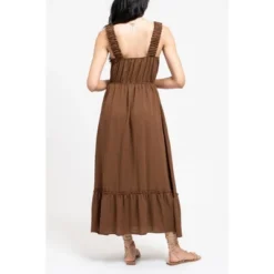 August Sky Women's V-neckline Sleeveless Midi Dress