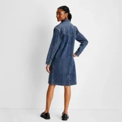 Women's Long Sleeve Button-Up Denim Midi Dress - Future Collective™ With Reese Blutstein Blue Denim