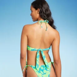 Women's Bead Detail U-Neck Multi-Way Bralette Bikini Top - Wild Fable™ Multi Tropical Print