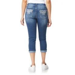 WallFlower Women's Luscious Curvy 23.5" Crop Mid-Rise Bling Insta Stretch Juniors