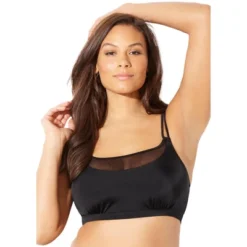 Swimsuits For All Women’s Plus Size Loop Strap Mesh Bikini Top