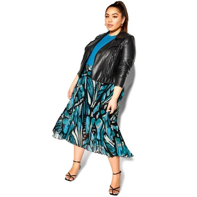 Women's Plus Size Sabrina Print Skirt - Teal | CITY CHIC - Image 4