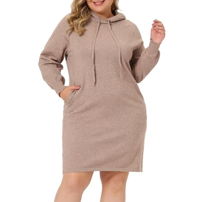 Agnes Orinda Women's Plus Size Fall Rib Knit Pullover Sweater Fashion Long Sleeve Hooded Bodycon Dress - Image 7