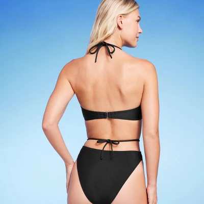 Women's Lightly Lined Ribbed Halter Bikini Top - Shade & Shore™