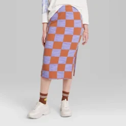 Women's Ascot + Hart Checkered Graphic Maxi Skirt