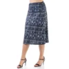 24seven Comfort Apparel Grey Abstract Elastic Waist Knee Length Skirt