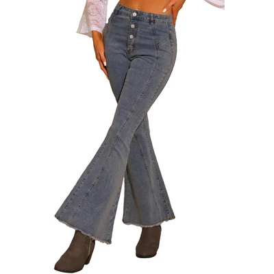 Allegra K Women's Bell Bottom High Rise Stretchy Retro Flared Denim Jeans Pants - Image 5