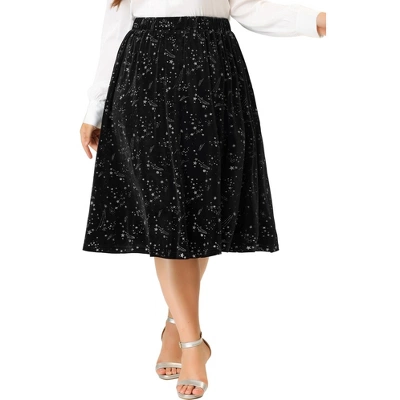 Agnes Orinda Women's Plus Size Outfits Velvet A Line Knee Length Star Flare Skirt - Image 5