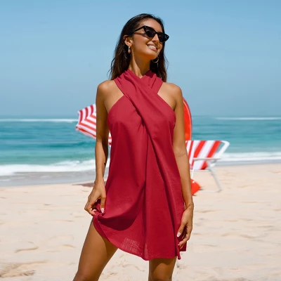 Women's Crisscross Halter Mini Dress - Cupshe