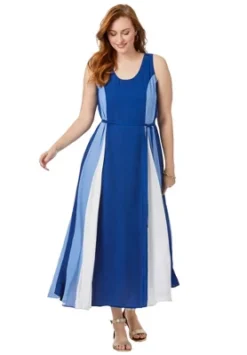 Jessica London Women’s Plus Size Colorblock Maxi Dress