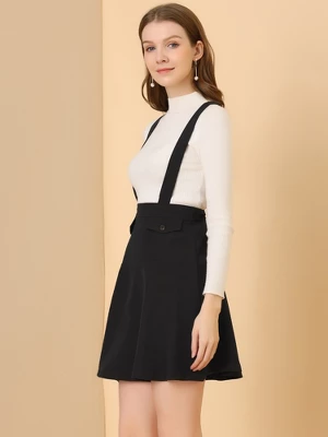 Allegra K Women's Pinafore Flared Skater Suspender Overall Skirts - Image 4