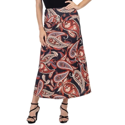 24seven Comfort Apparel Womens Black And Red Paisley Print Maxi Skirt - Image 4