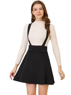 Allegra K Women's Pinafore Flared Skater Suspender Overall Skirts - Image 6