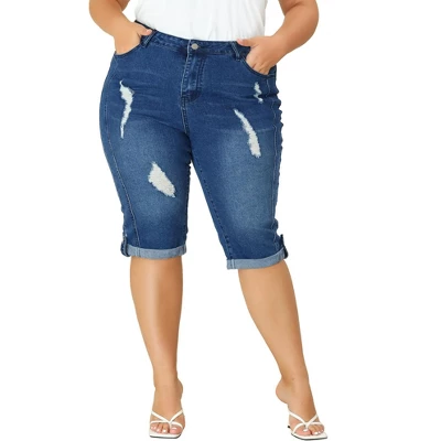 Agnes Orinda Women's Plus Size Mid-Rise Curvy Skinny Stretch Denim Jean Capri - Image 12