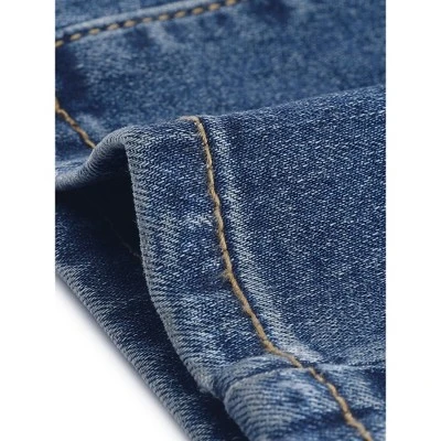 Agnes Orinda Women's Plus Size Jean High Waist Buckle Decor Slash Pocket Work Stretch Washed Denim Skinny Jeans - Image 5