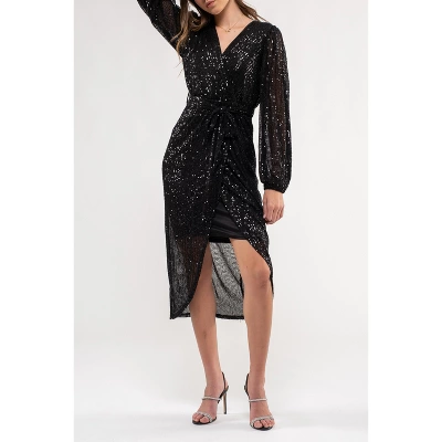 August Sky Women's Sequin Faux Wrap Midi Dress - Image 6