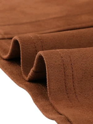 Allegra K Women's High Waist Faux Suede Knee Length A-Line Skirts - Image 3