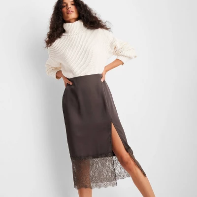 Women's Lace Midi Slip Skirt - Future Collective™ With Reese Blutstein Dark Gray - Image 2