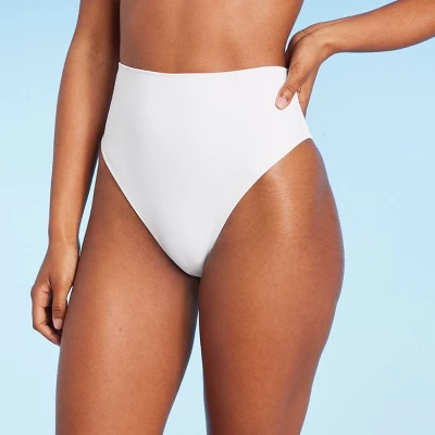 Women's High Waist Cheeky Bikini Bottom - Shade & Shore™ White - Image 7
