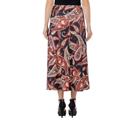 24seven Comfort Apparel Womens Black And Red Paisley Print Maxi Skirt - Image 2