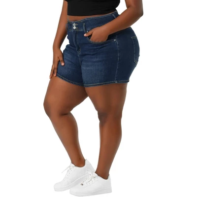 Agnes Orinda Women's Denim Plus Size High Waist With Pockets Stretchy Jean Shorts - Image 6