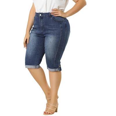 Agnes Orinda Women's Plus Size Mid-Rise Curvy Skinny Stretch Denim Jean Capri - Image 9