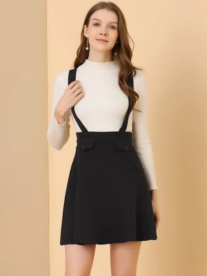 Allegra K Women's Pinafore Flared Skater Suspender Overall Skirts - Image 2