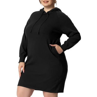 Agnes Orinda Women's Plus Size Fall Rib Knit Pullover Sweater Fashion Long Sleeve Hooded Bodycon Dress - Image 5