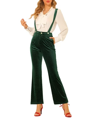 Allegra K Women's Velvet Wide Leg Retro Shiny Glitter Overalls Jumpsuits Pants - Image 6