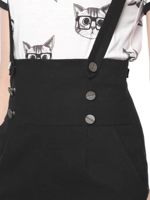 Allegra K Women's Button Decor High Waist Straight Braces Suspender Skirt - Image 5