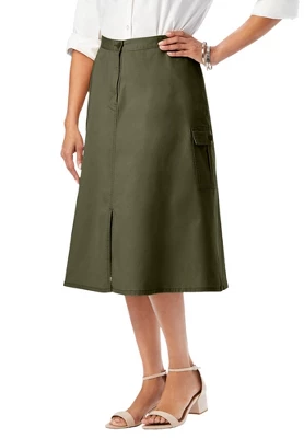 Jessica London Women’s Plus Size Chino Utility Skirt