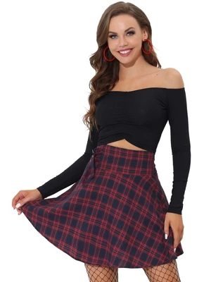 Allegra K Women's School Plaid Cotton Mini Tartan Skater Skirt - Image 6