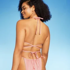 Women's Triangle Wrap Bikini Top - Wild Fable⢠Pink Lurex