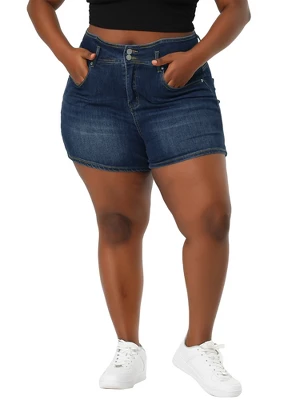 Agnes Orinda Women's Denim Plus Size High Waist With Pockets Stretchy Jean Shorts - Image 3