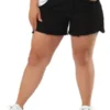 Agnes Orinda Women's Plus Size Denim Mid-Rise Stretchy Raw Hem Casual Jean Shorts