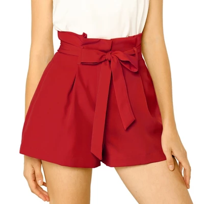 Allegra K Women's High Waist Bow Tie Short Paper Bag Shorts - Image 17