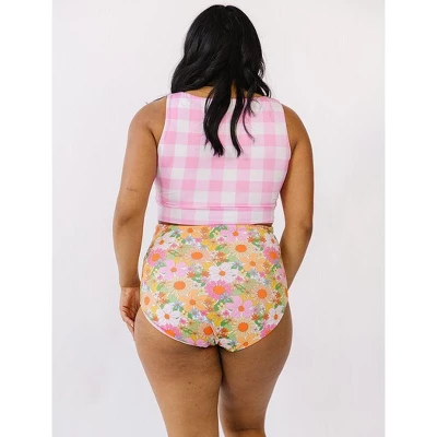 Lime Ricki Women's Pink Gingham Knotted Crop - Image 3