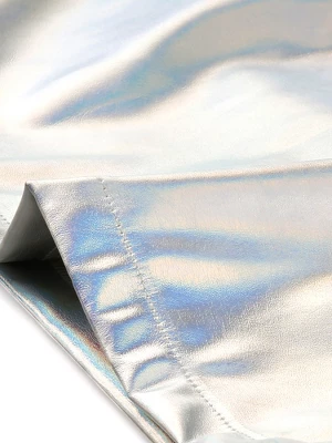 Allegra K Women's Metallic Bodycon Belted Short Shiny Skirt - Image 4