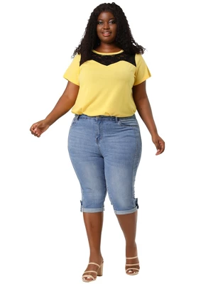 Agnes Orinda Women's Plus Size Mid-Rise Curvy Skinny Stretch Denim Jean Capri - Image 2