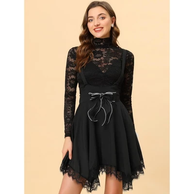 Allegra K Women's Halloween Gothic Skirt Flare Asymmetrical Hem Tulle Steampunk Overall Skirts - Image 2