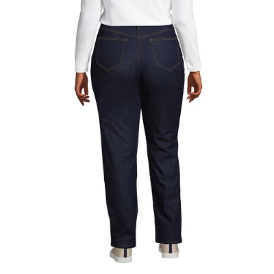 Lands' End Women's Recover High Rise Straight Leg Flannel Lined Jeans