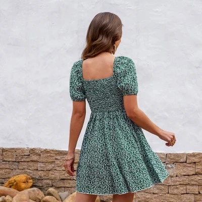 Women's Floral Smocking Square Neck Mini Dress - Cupshe - Image 2