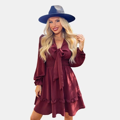 Women's Autumn Air Bow Tiered Ruffled Mini - Cupshe - Image 5